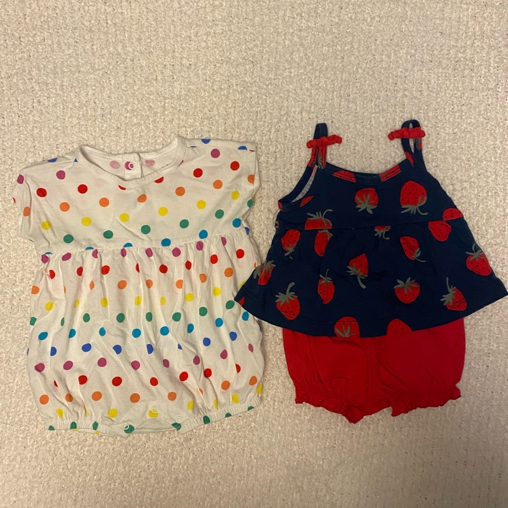 2 pack Baby Girl 0-3 month Summer Outfits